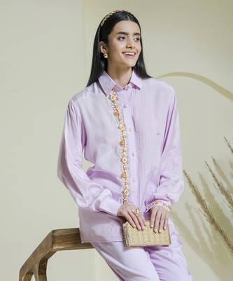 Lilac hand embroidered co-ord set 4
