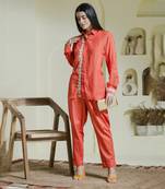 Orange hand embroidered co-ord set