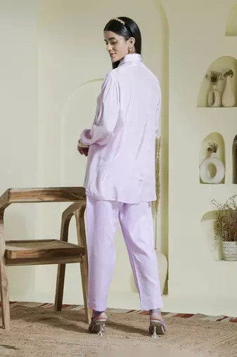 Lilac hand embroidered co-ord set
