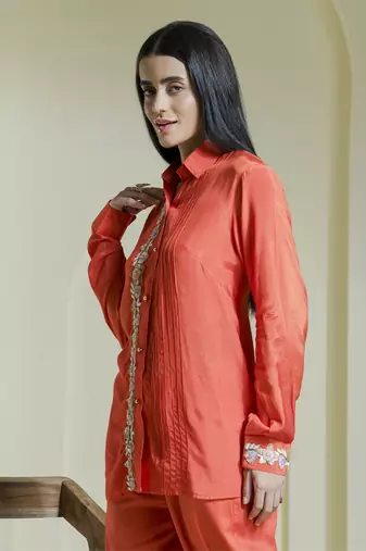 Orange hand embroidered co-ord set