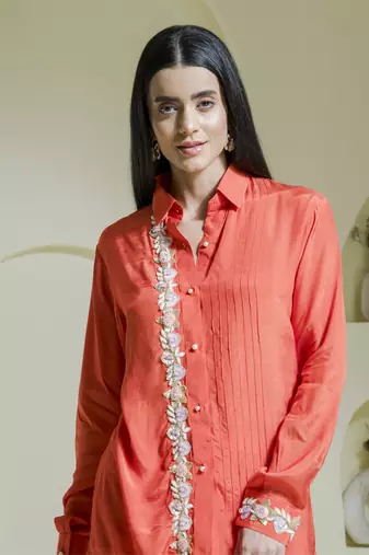 Orange hand embroidered co-ord set