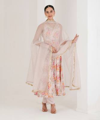 Blush pink floral print anarkali set 1