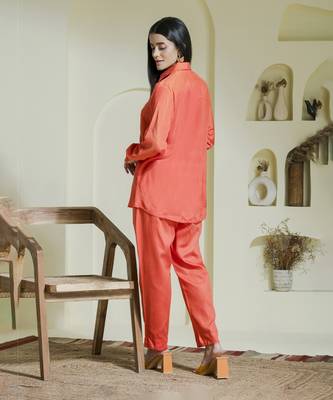 Orange hand embroidered co-ord set 5