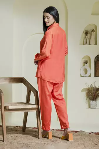 Orange hand embroidered co-ord set