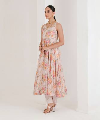 Blush pink floral print anarkali set 4