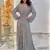 Grey color Handmade Moroccan Kaftan with hijjab