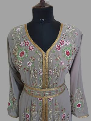 Grey Georgette Zari Work Kaftan 2