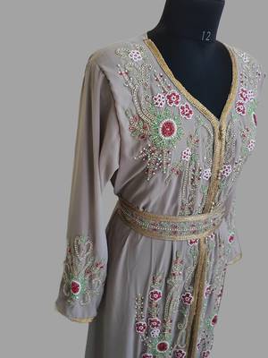 Grey Georgette Zari Work Kaftan 3