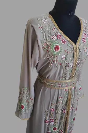 Grey Georgette Zari Work Kaftan