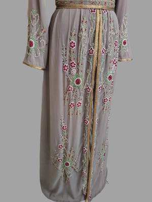 Grey Georgette Zari Work Kaftan 4