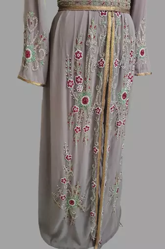 Grey Georgette Zari Work Kaftan