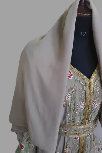 Grey Georgette Zari Work Kaftan
