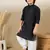 stylish chikankari embroidered black kurta for boys