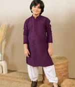 Premium cotton chikankari embroidered purple kurta