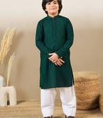 Stylish chikankari embroidered deep green kurta