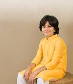 Premium cotton silk yellow kurta set