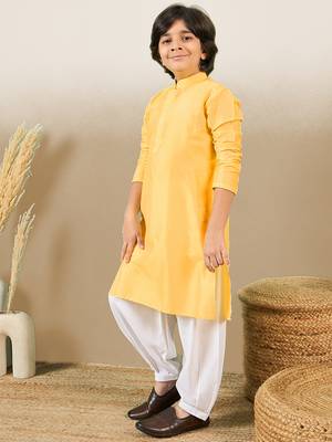 Premium cotton silk yellow kurta set 4