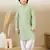 S printed green kurta with sequins for boys