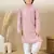 S printed pink kurta with sequins for boys