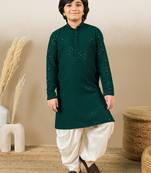 Boys designer chikankari & sequinned purple