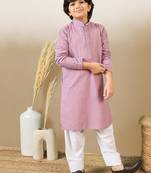 stylish chikankari embroidered purple kurta for boys