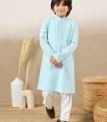 Premium cotton chikankari embroidered blue kurta