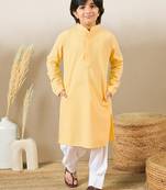 Premium cotton chikankari embroidered yellow kurta