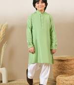Premium cotton silk green kurta set