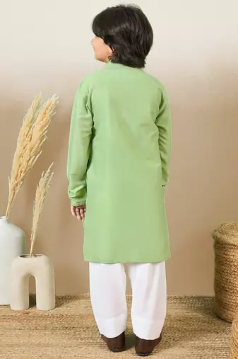 Premium cotton silk green kurta set