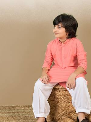 Premium cotton silk pink kurta set 1