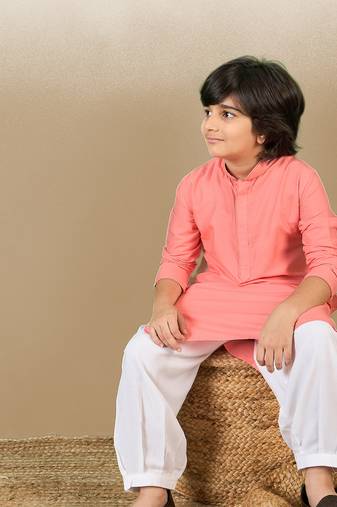 Premium cotton silk pink kurta set