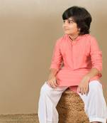 Premium cotton silk pink kurta set