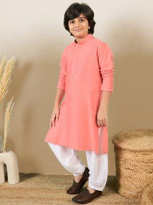 premium cotton pink kurta for boys 1