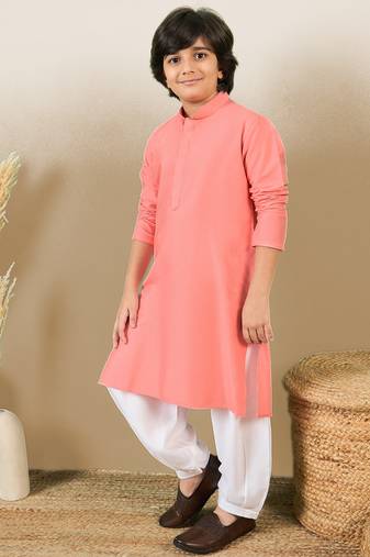 premium cotton pink kurta for boys
