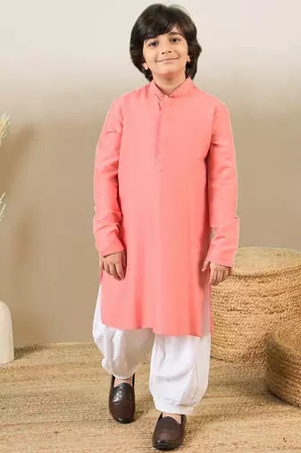 Premium cotton silk pink kurta set