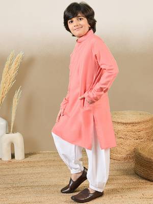 Premium cotton silk pink kurta set 3