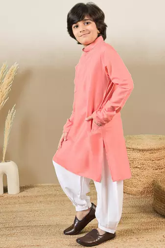 Premium cotton silk pink kurta set