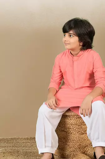 premium cotton pink kurta for boys