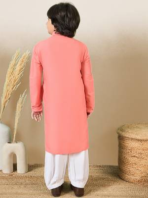 Premium cotton silk pink kurta set 4