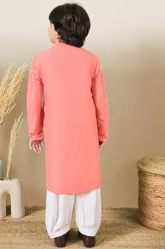 Premium cotton silk pink kurta set