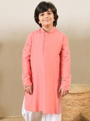 premium cotton pink kurta for boys 3