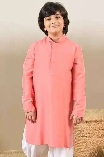 premium cotton pink kurta for boys