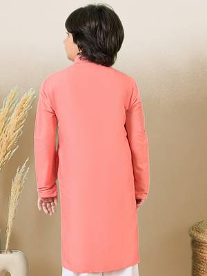 premium cotton pink kurta for boys 4