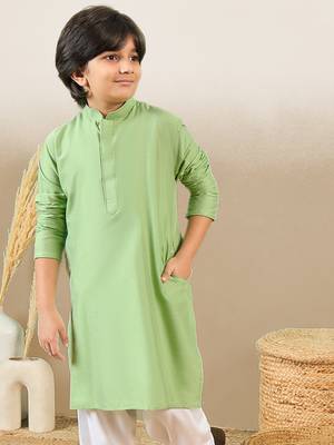 premium cotton green kurta for boys 3