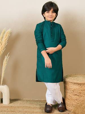 Stylish chikankari embroidered deep green kurta set 1