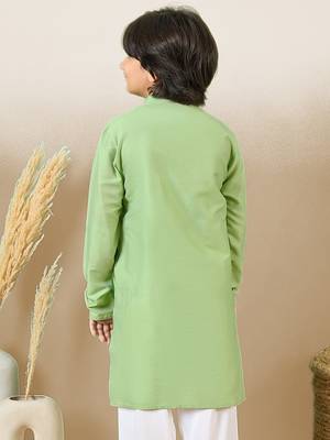 premium cotton green kurta for boys 4