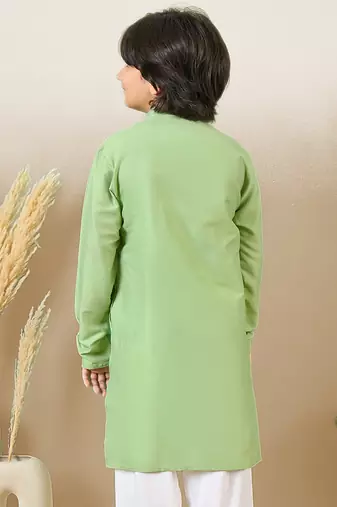 premium cotton green kurta for boys