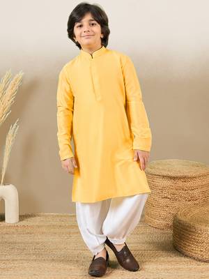 premium cotton yellow kurta for boys 1