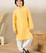 premium cotton yellow kurta for boys