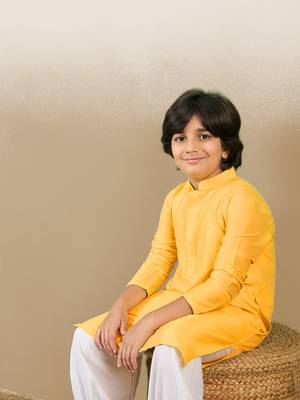 premium cotton yellow kurta for boys 2